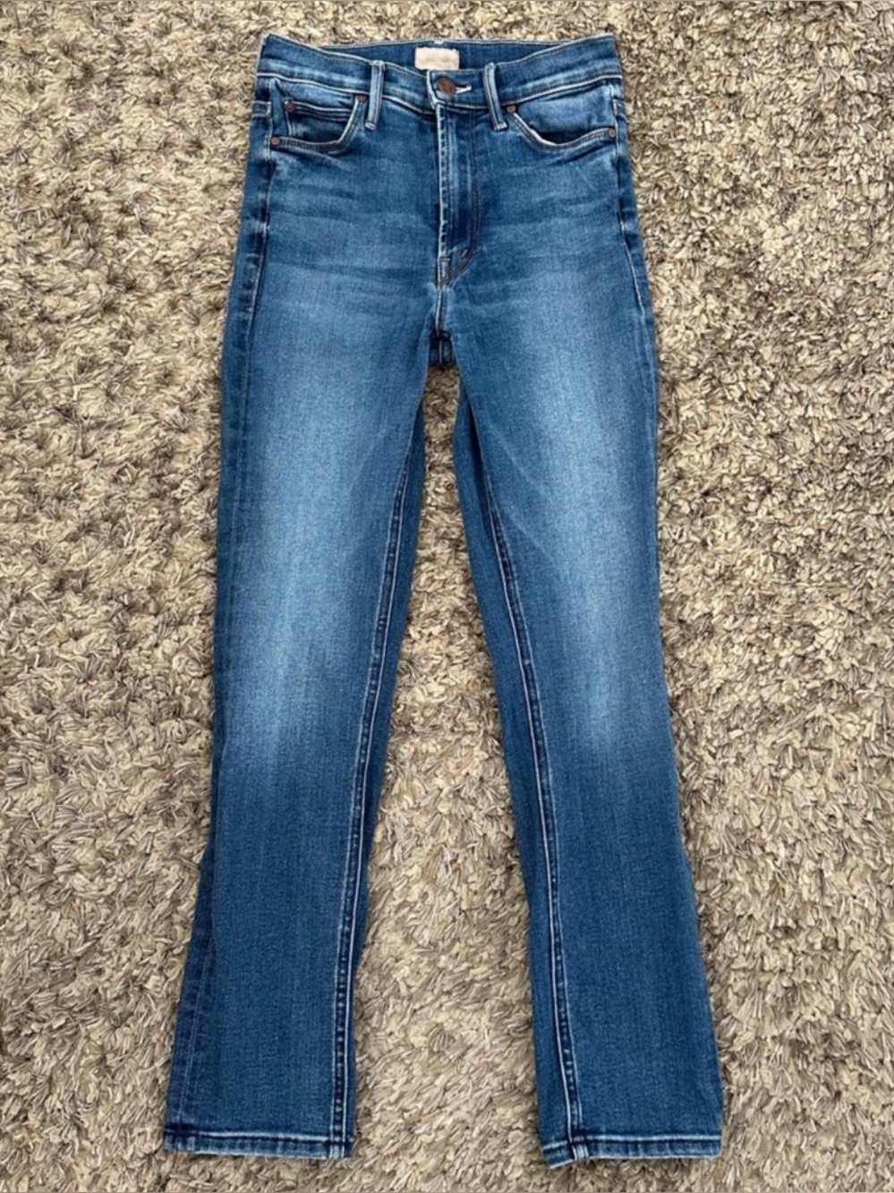 MOTHER mid rise dazzler ankle blue jeans